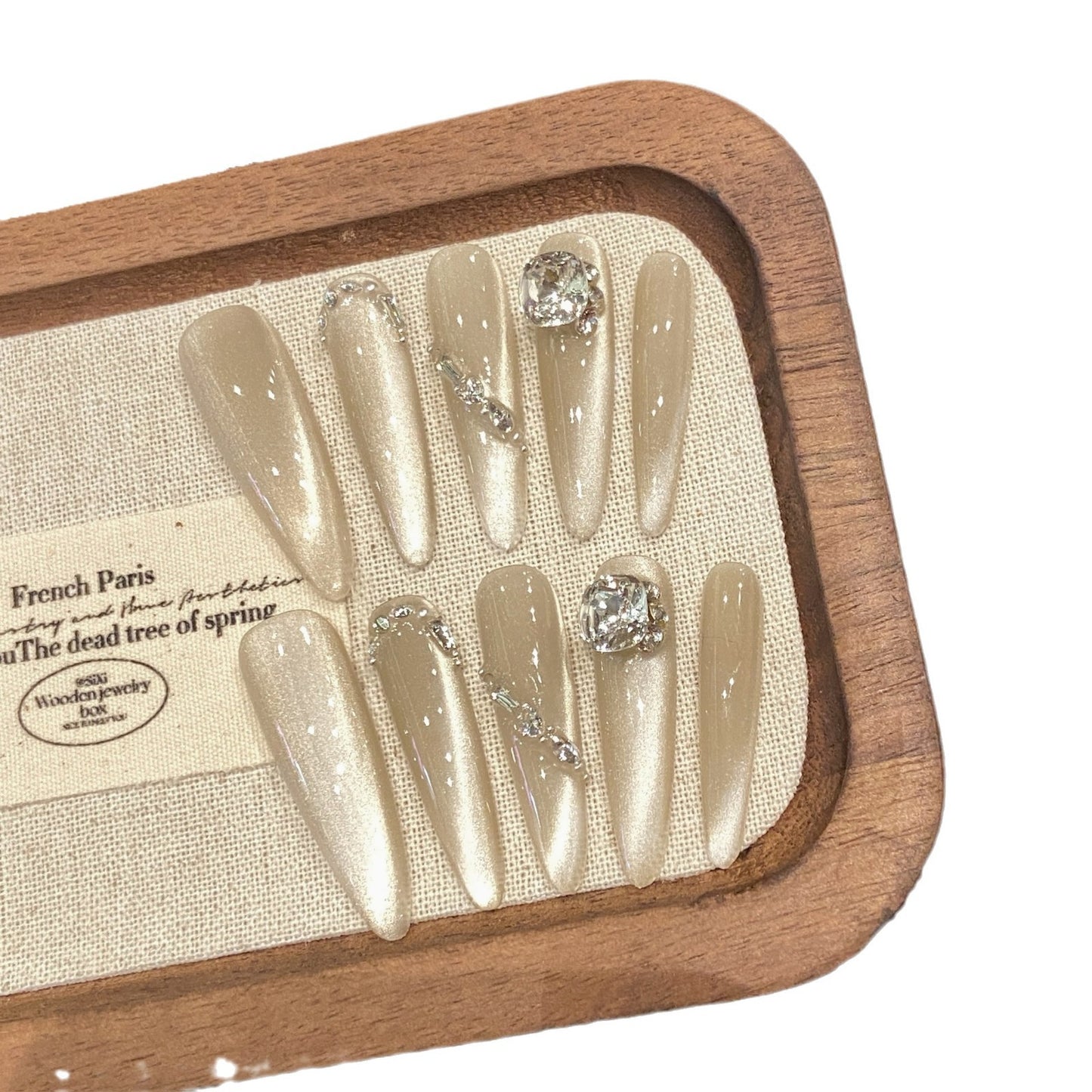 Yihe Nail Art Pure Desire Sidelight Cat Eye Chain Stacking Diamond Champagne Swing K9 Oval Diamond Premium Wear Armor