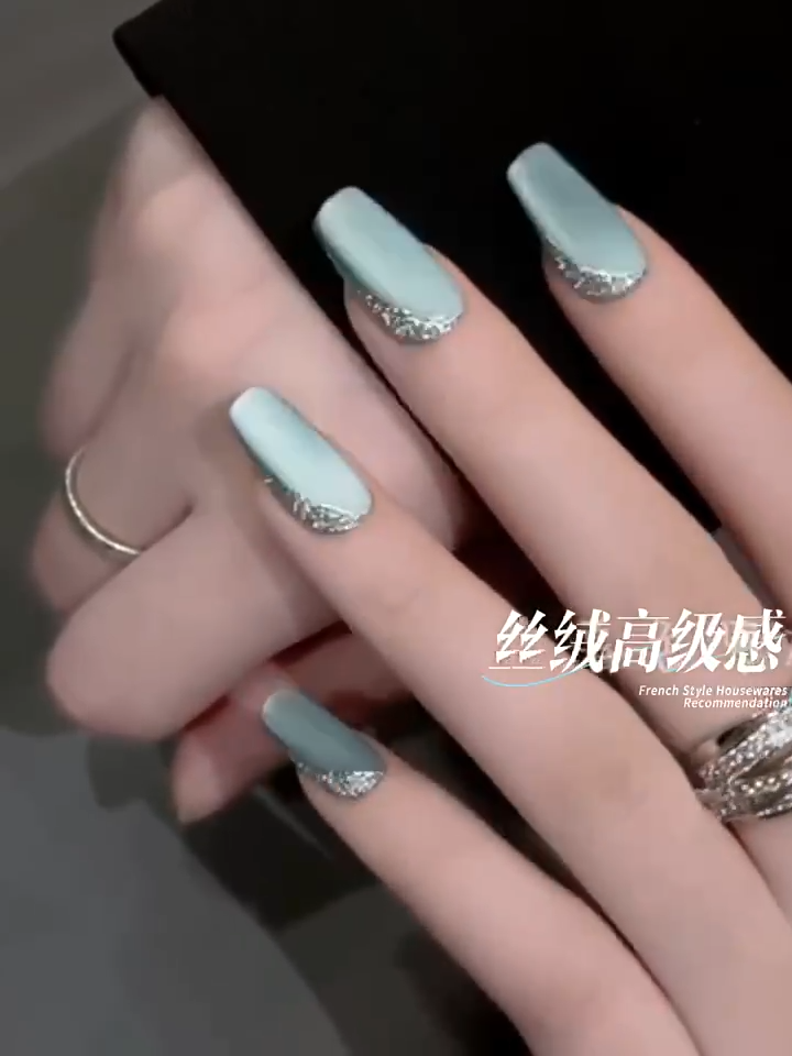 2025new summer cat eye velvet premium matte lnk blue niche whitening finished nail art