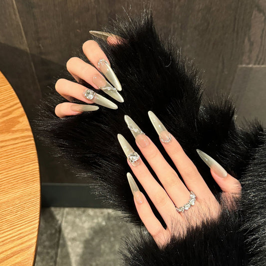 Yihe Nail Art Pure Desire Sidelight Cat Eye Chain Stacking Diamond Champagne Swing K9 Oval Diamond Premium Wear Armor